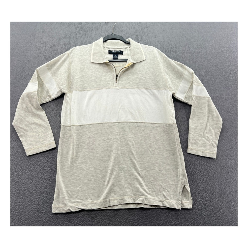 Planet & Company Shirt Womens Small Quarter Zip Long Sleeve Polo Heather Grey